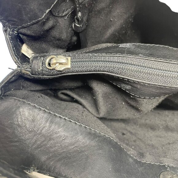 Tano Black Leather Shoulder Bag Multiple Compartments Purse Strap needs Repair - Picture 7 of 8